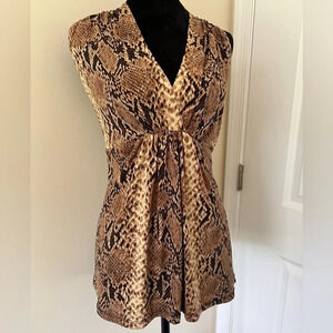 Cache Snake Print Sleeveless top with sequins & tie waist Size L